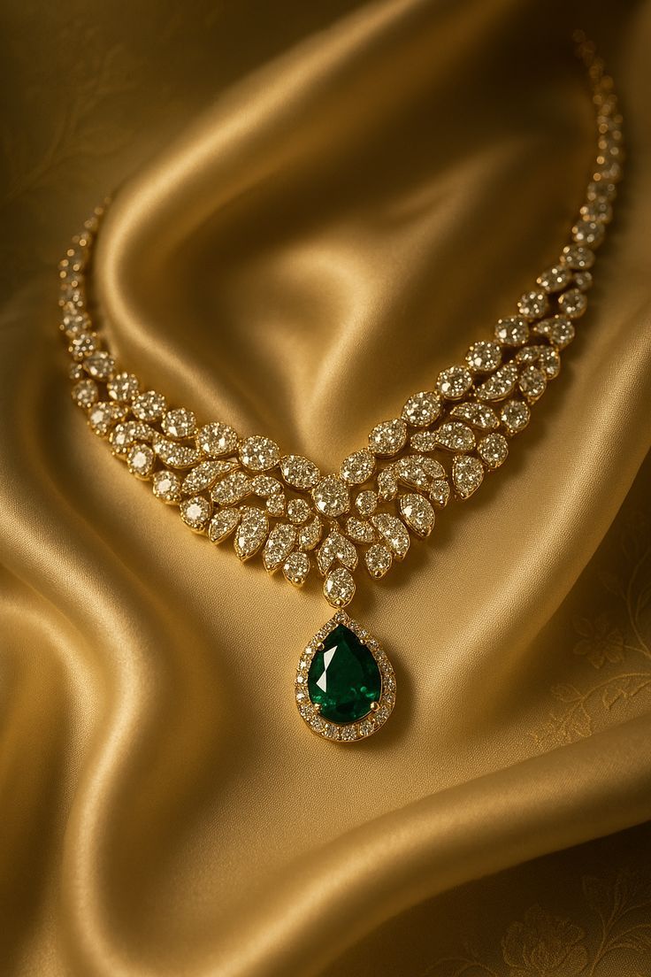 Imperial Emerald & Diamond Cascade Necklace